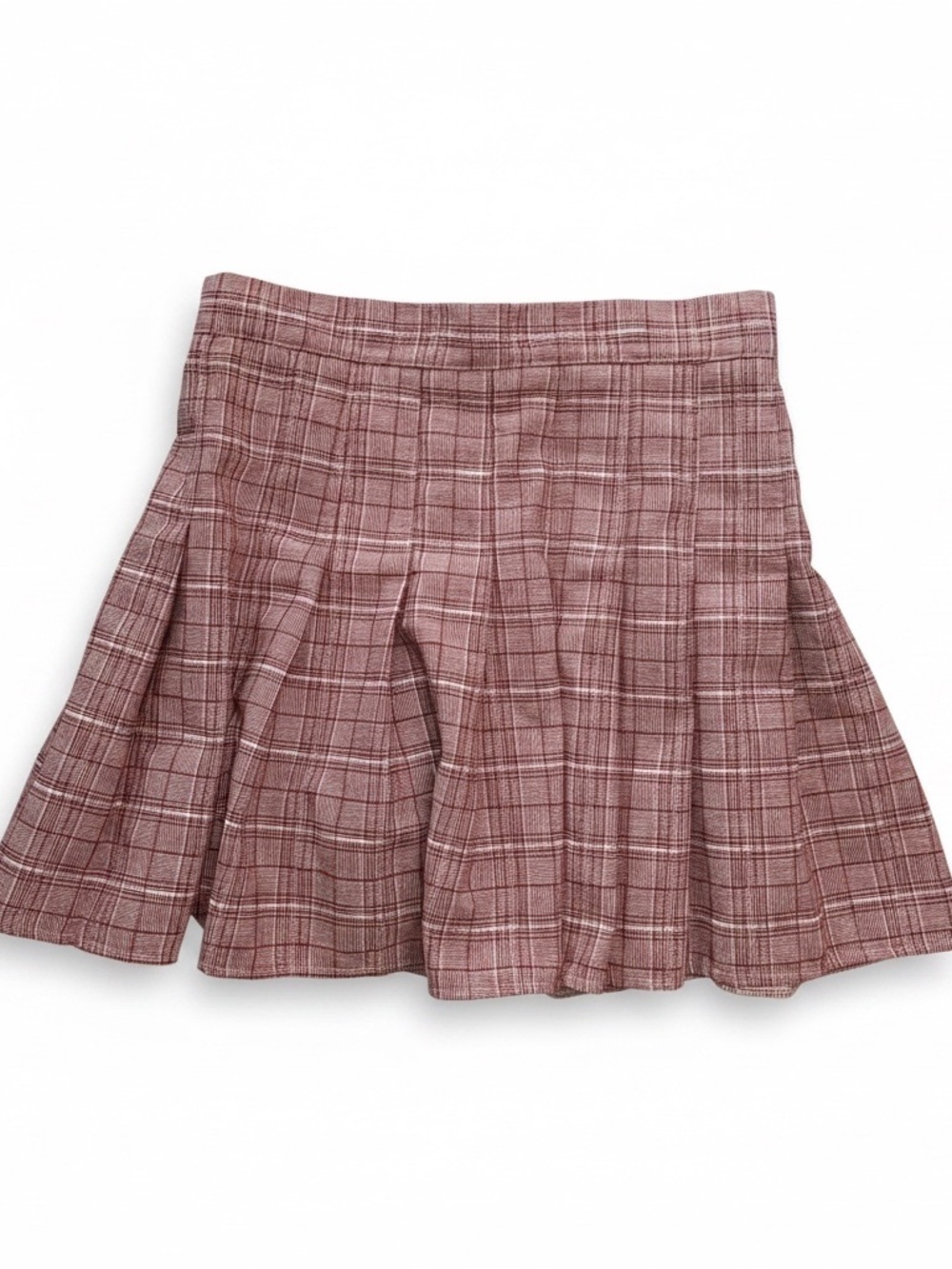 Plaid Pleated Mini Skort in Red & White